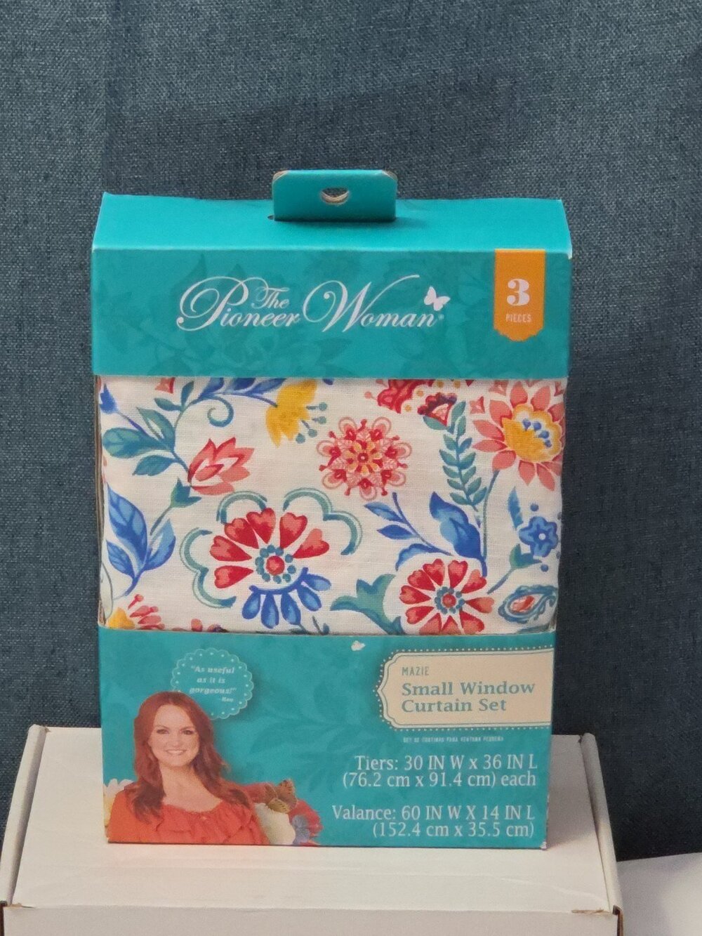 Pioneer Woman MAZIE 3-Piece Small Window Curtain Set | Floral Valance & Tiers